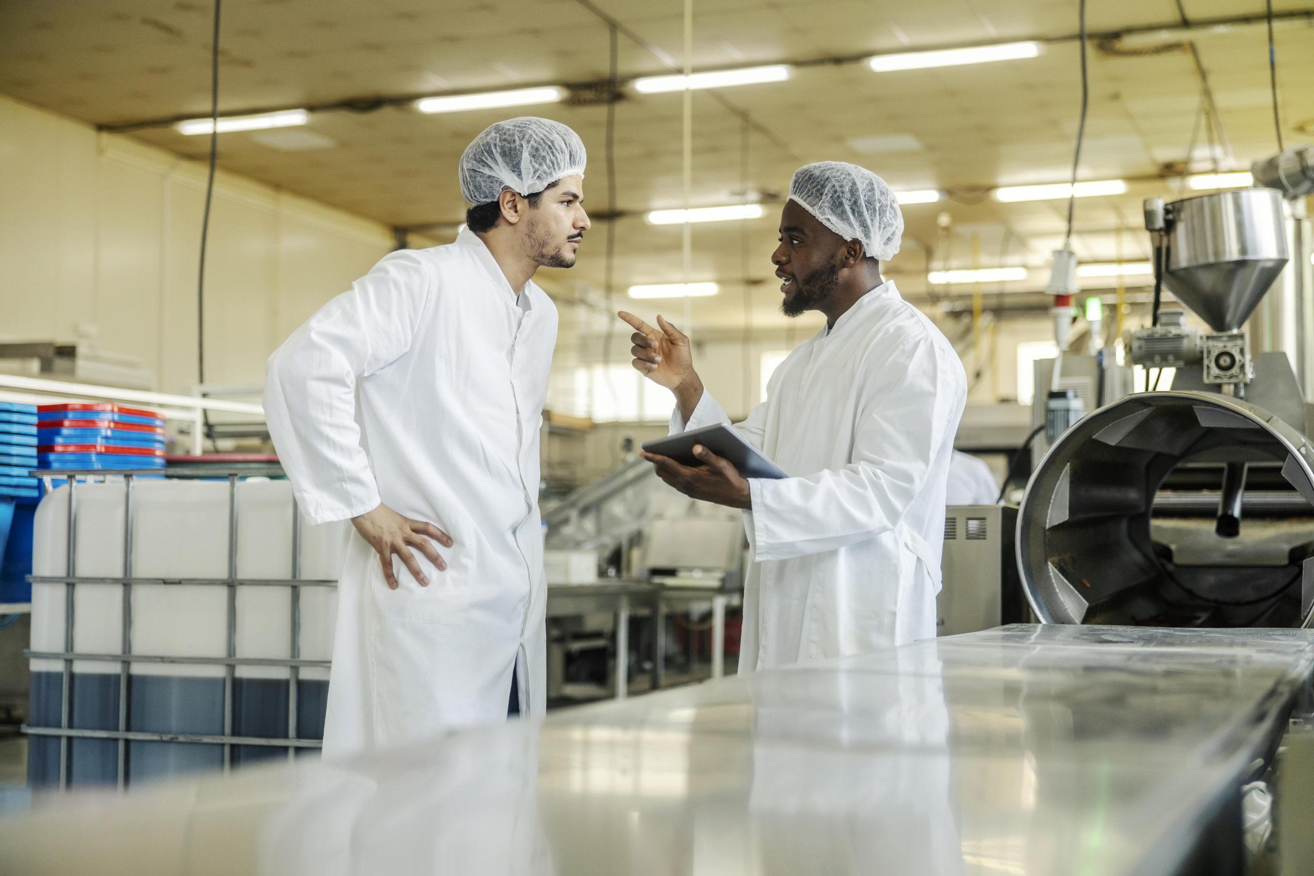 inspector with tablet food factory